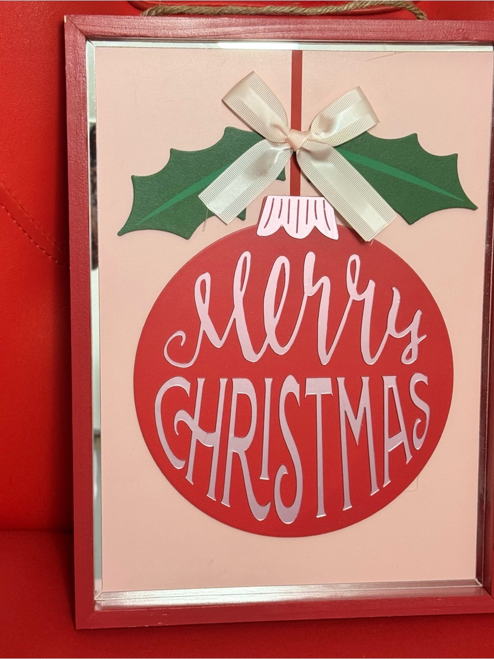 Ashla Berry Jolly Christmas Wall Decor Red Framed Merry Christmas Ornament